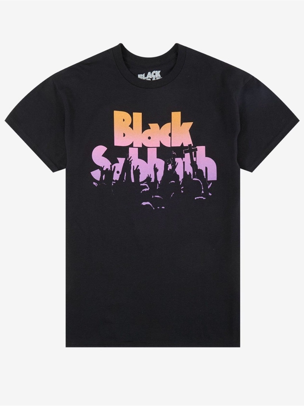 Hot Topic Black Sabbath Black Tee with Orange-to-Pink Gradient Graphic Unisex